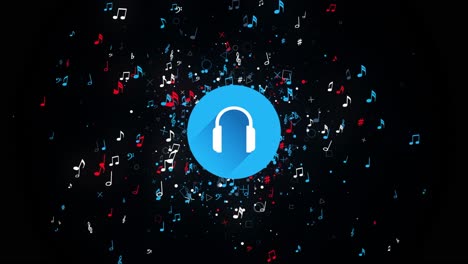 auriculares y notas musicales