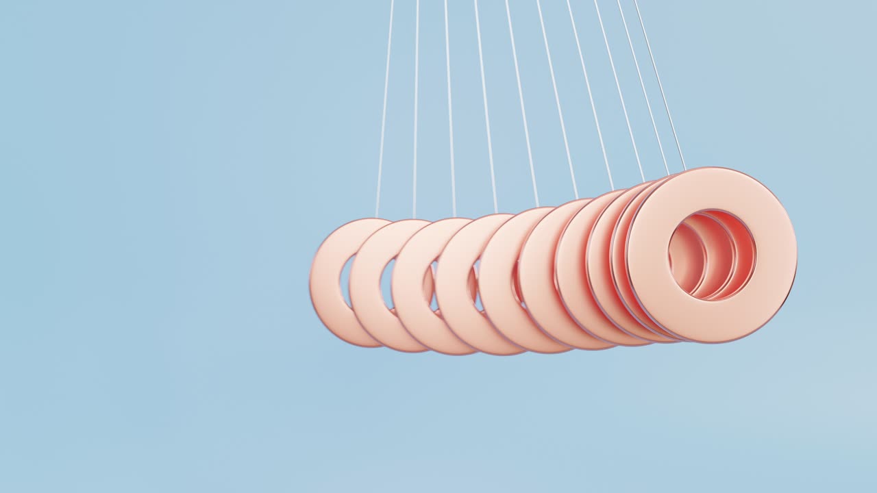 한 줄에 구리 반지가 있습니다. 들럼 스의 루프 애니메이션입니다.