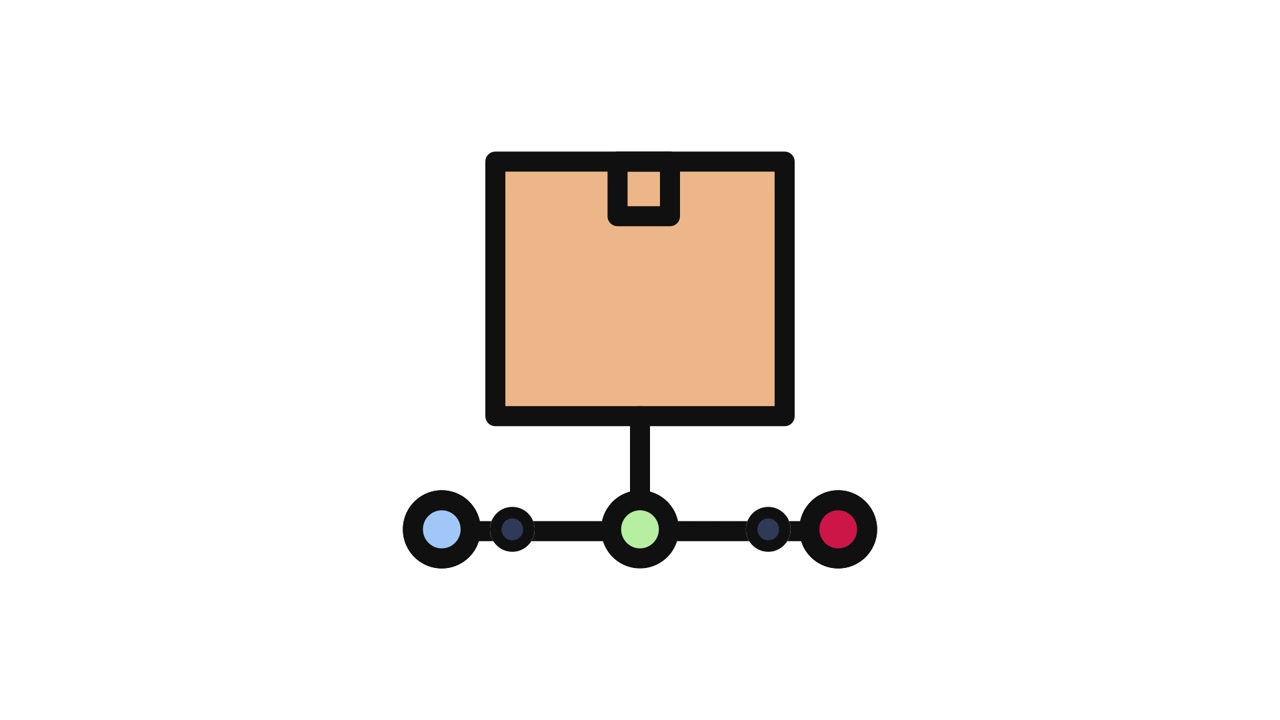 Animated Icon of a Box Connected to a Network Flow