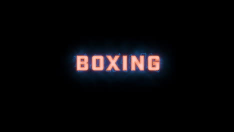 A-short-high-quality-motion-graphic-typographic-reveal-of-the-words-"boxing"-with-various-colour-options-on-a-black-background,-animated-in-and-animated-out-with-electric,-misty-elements