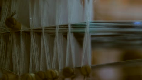 silk on a loom close up