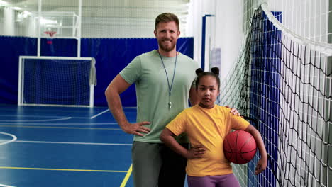 man and child posing indoors