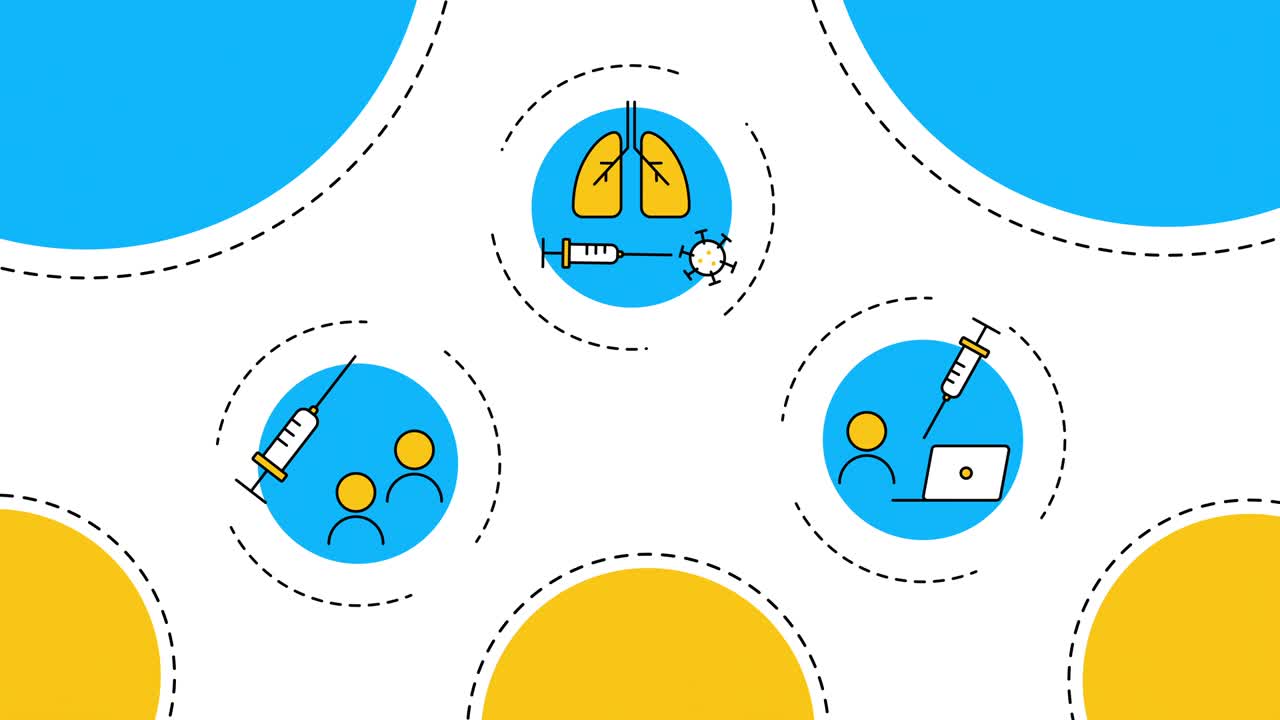 4k video de dibujos animados iconos médicos de fondo.