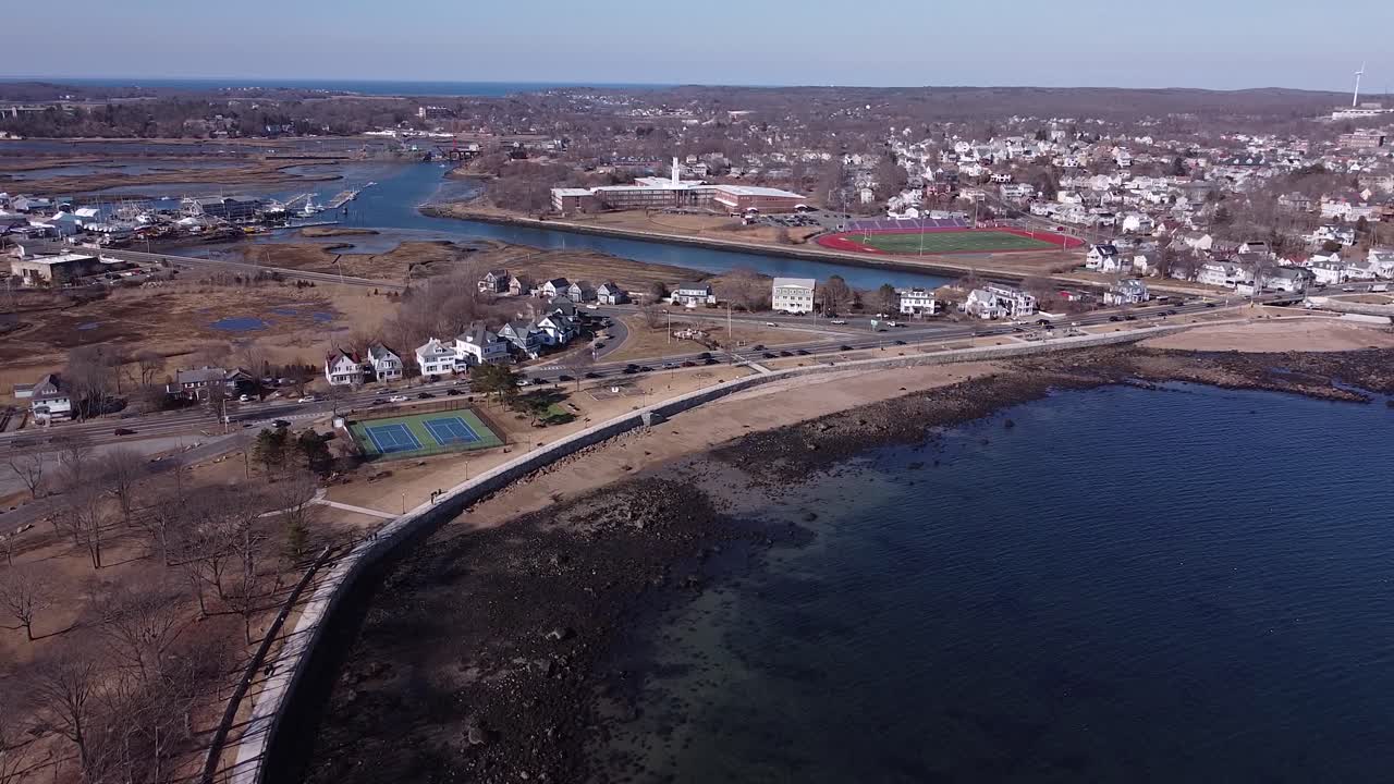 Blick auf Gloucester, Massachusetts vom Western Harbor.