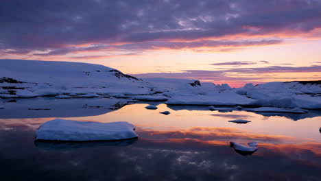 vibrant arctic sunset over glacial waters