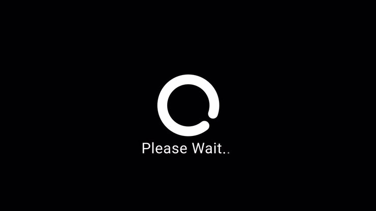 Digital Loading Spinner Animation with Please Wait Text