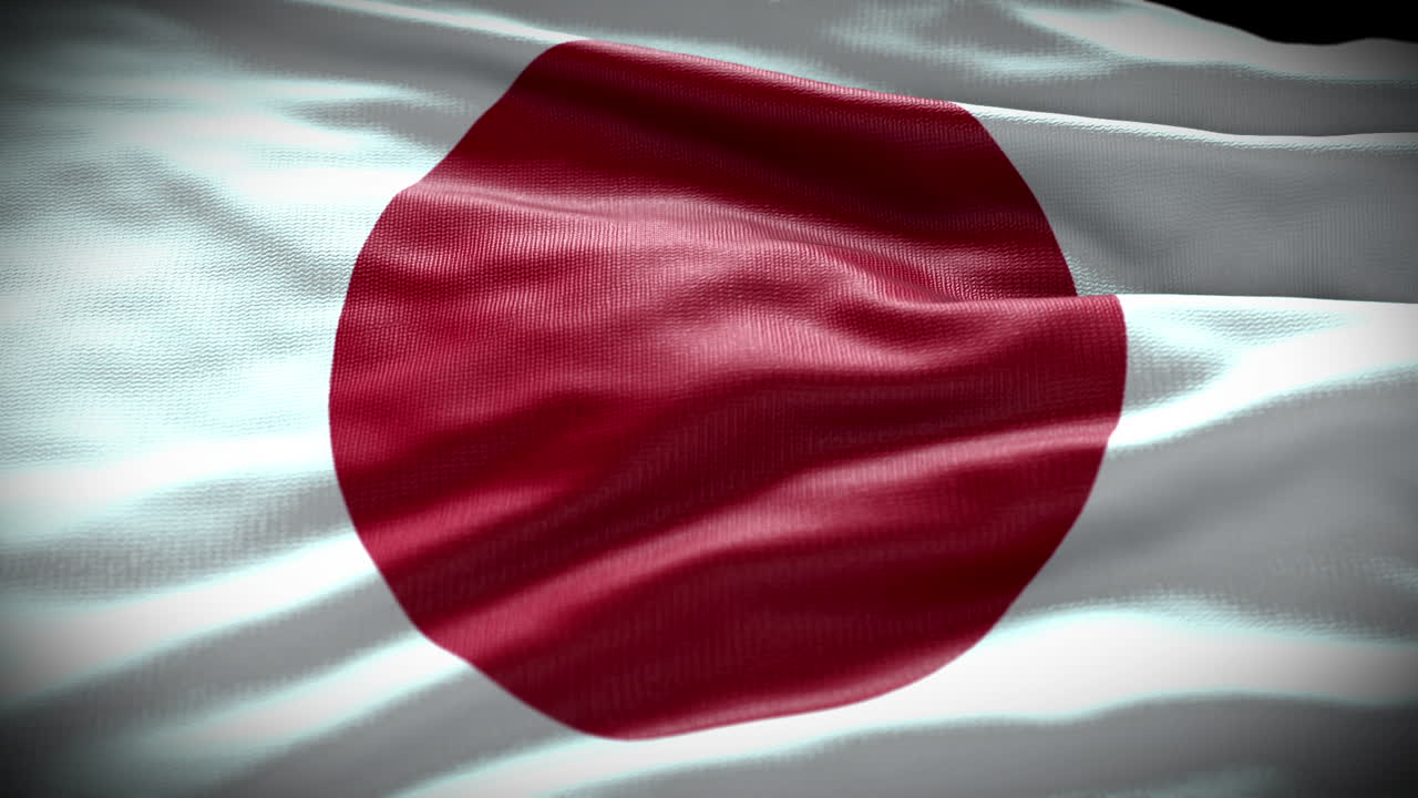 video de la bandera de japón bandera de japón en 3d, video ondeando la bandera de japón en 3d