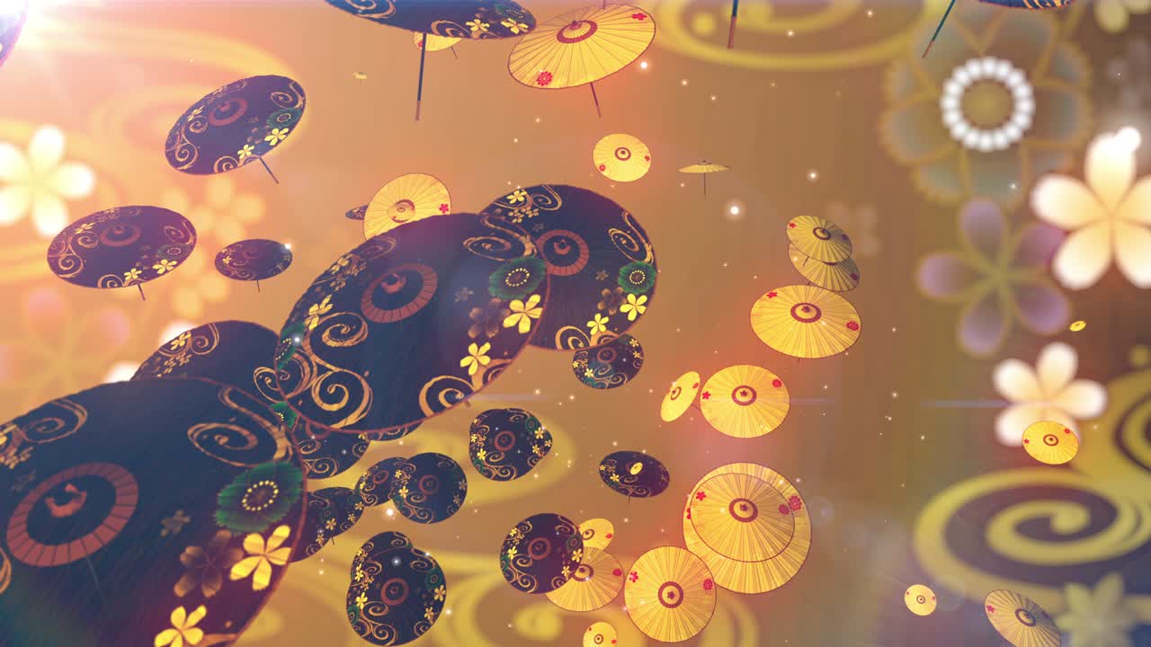 일본어 중국어 우산 살 입자 루프 애니메이션