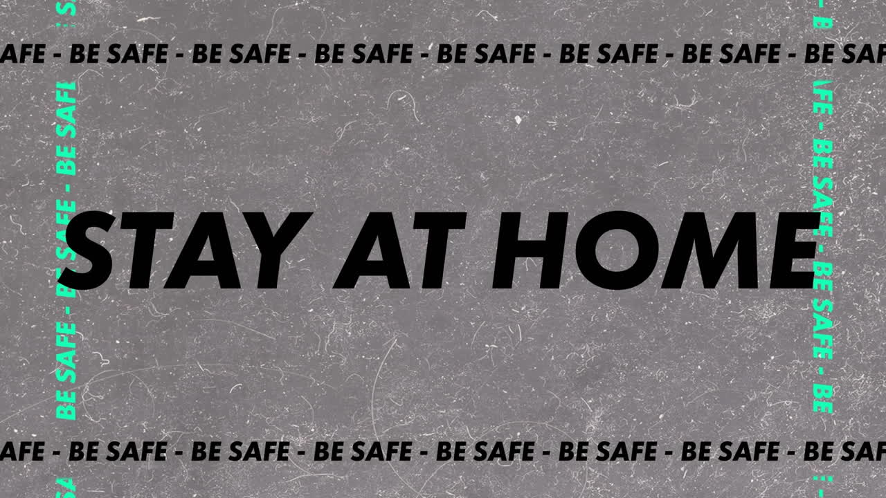 집에 머무는 텍스트의 애니메이션 회색 배경