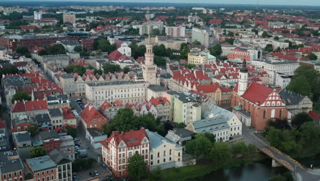 aerial view of the historic city with the market square, and town hall