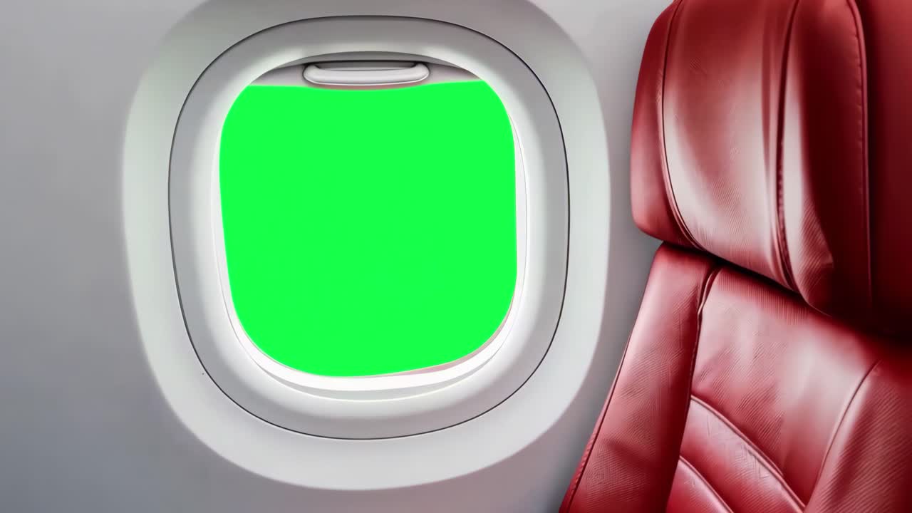 Airplane window live mockup animation, transparent 4K video, green ...