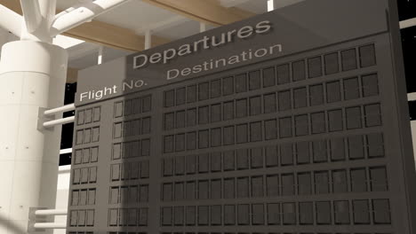 animation of christmas snow falling and airport departures display board