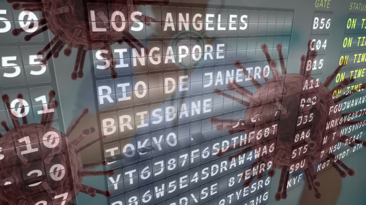 바이러스 세포 위의 출발 보드의 애니메이션