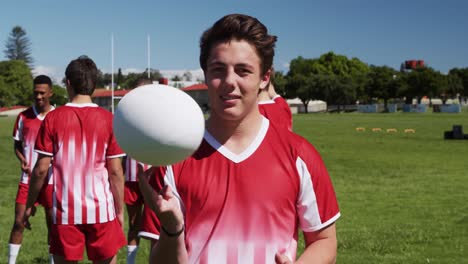 rugby player looking at camera