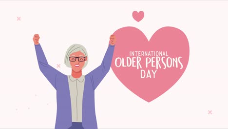 celebración del día internacional de las personas de edad con la abuela celebrando