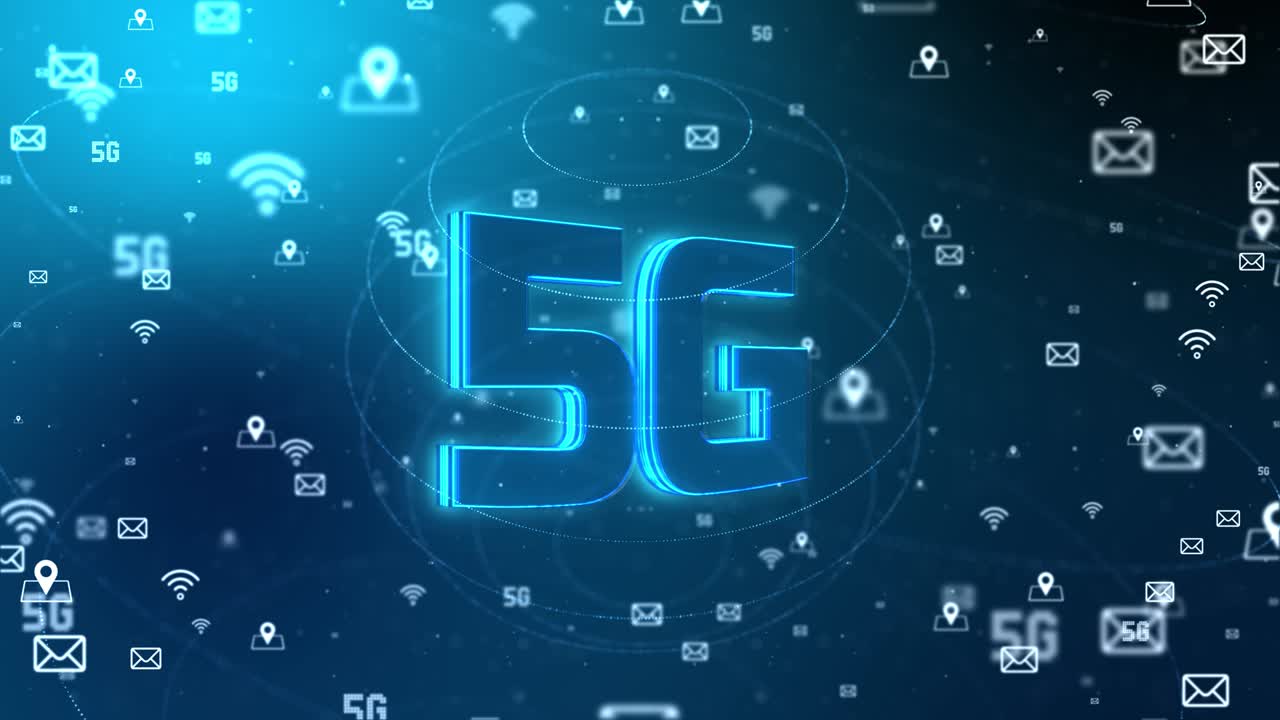 comunicazioni mobili 4k 5g, iot, trasmissione di dati e rete digitale wireless cyber.