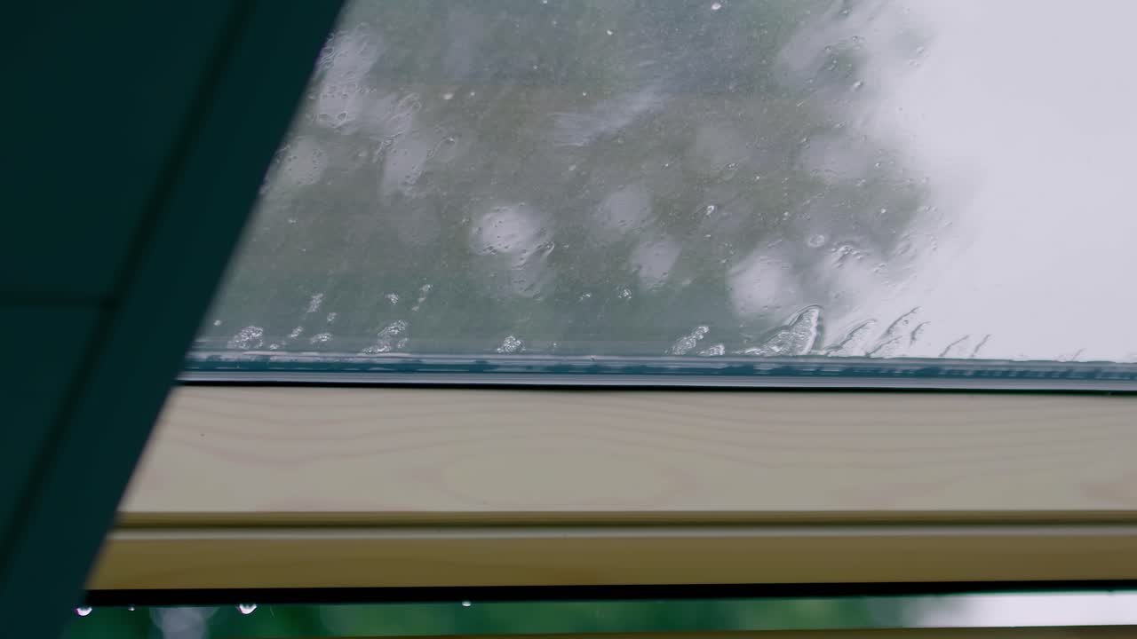 Rain Drops on a Skylight Window
