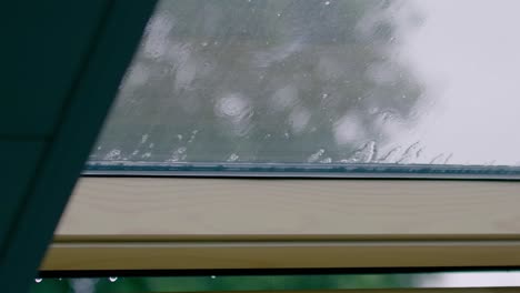 rain drops on a skylight window
