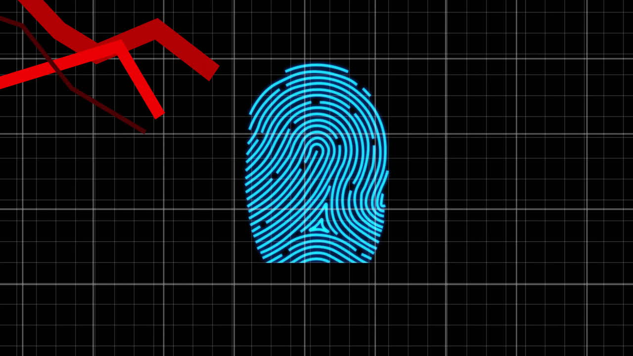 Animation of red lines over biometric fingerprint