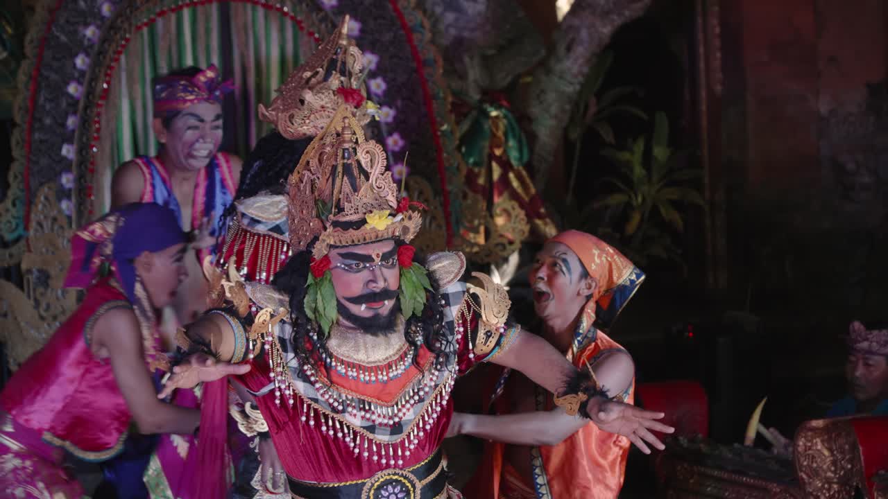 Ubud Palace Theatrical Show Legong and Ramayana Dance Performance, Bali - slow motion close-up
