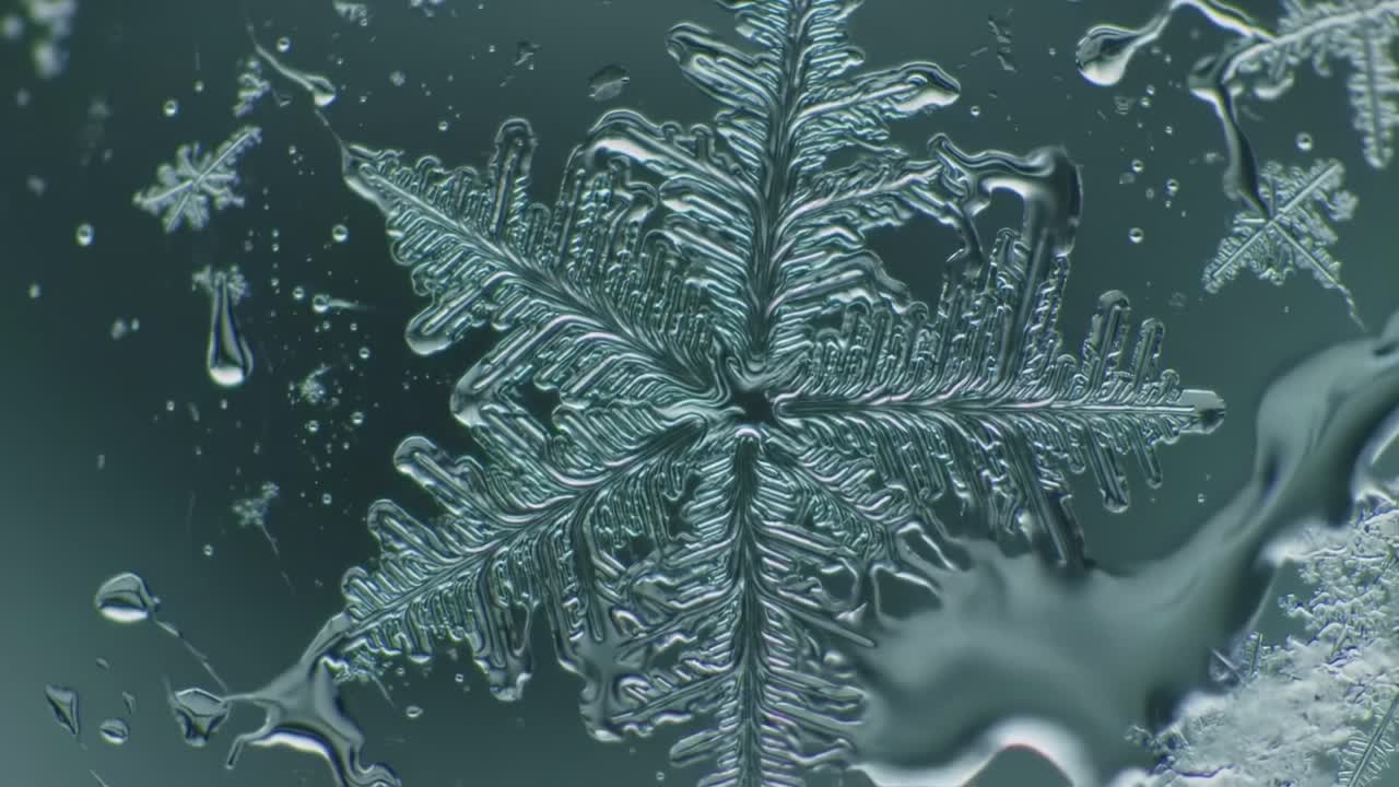 Incredible Close-Up View of a Snowflake Captured in Detail, Showcasing Intricate Patterns and Unique Structures of Ice Crystals Under Varying Light Conditions
