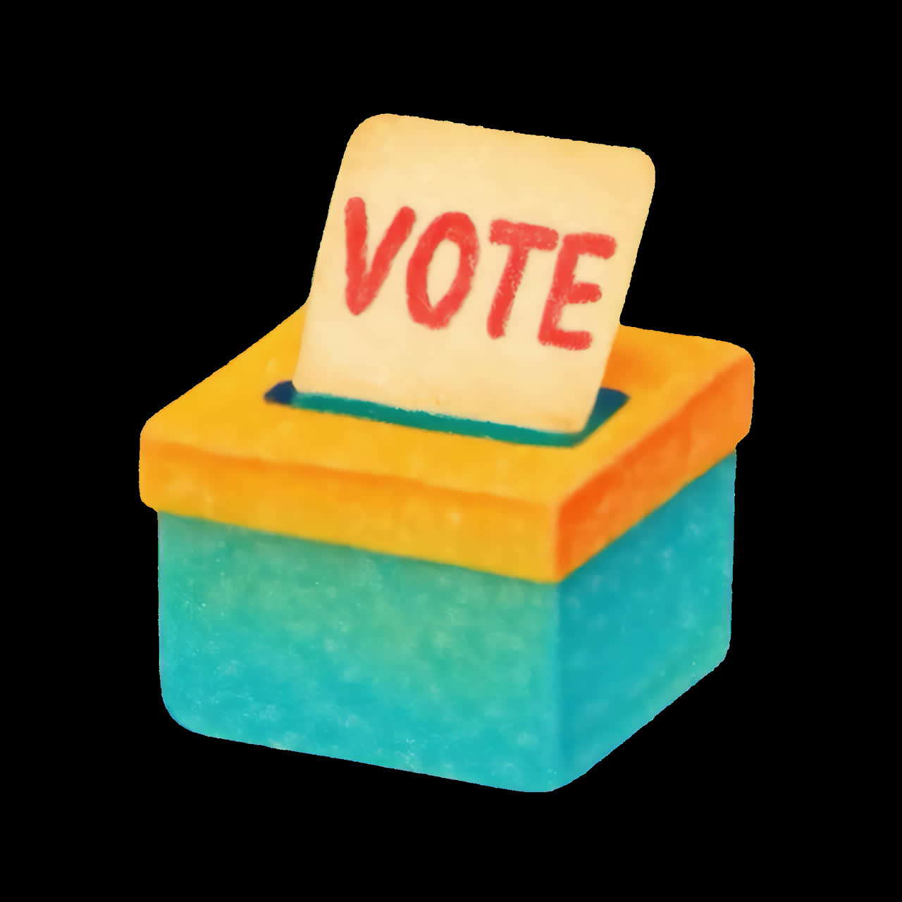 Colorful voting ballot box illustration animation isolated asset, transparent 4K video, alpha