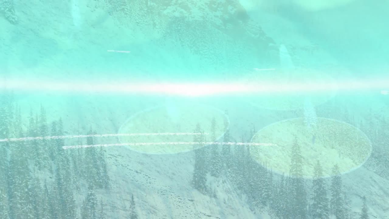 겨울 풍경의 공중 전망에 대한 빛의 반점과 데이터 처리