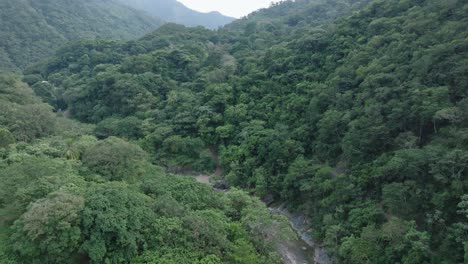 Montañas-Densamente-Boscosas-En-Los-Valles-De-Los-Ríos-Cerca-De-El-Salto-Las-Yayitas-En-Bani,-Provincia-De-Peravia,-República-Dominicana