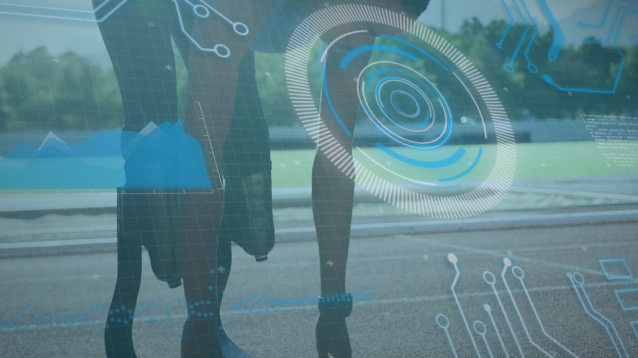 Animazione dell'elaborazione dati su un corridore afroamericano disabile