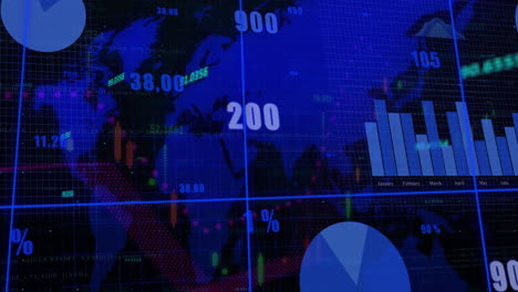 animation of financial data processing over world map