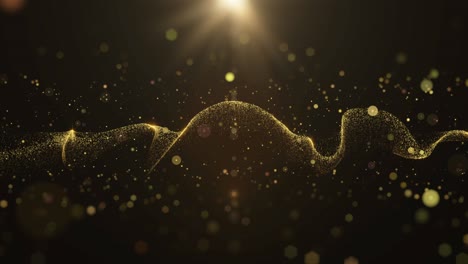 gold futuristic core fluid wave with dot bokeh particle - loop