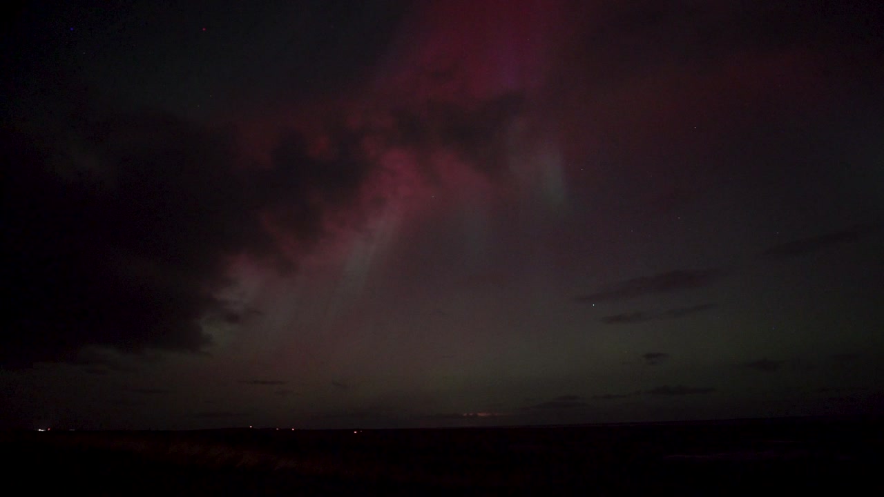 Stunning Aurora Borealis Display: Red and Green Northern Lights