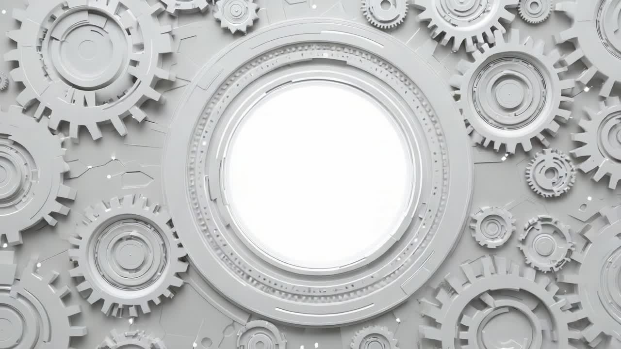 Intricate Gears and Mechanical Components Framed in a Stylish Circular Design Highlighting a Center Space for Customization or Display