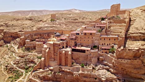 drone shot of the mar saba monastery