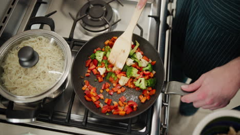 cooking vegetables on the stove