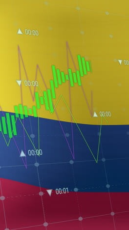animación de la bandera de colombia sobre el procesamiento de datos