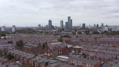 drone shot panning across old trafford suburbs 05