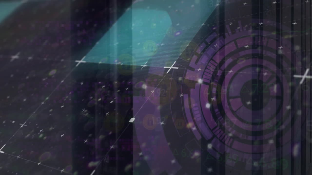 컴퓨터 서버를 통해 디지털 데이터 처리의 애니메이션