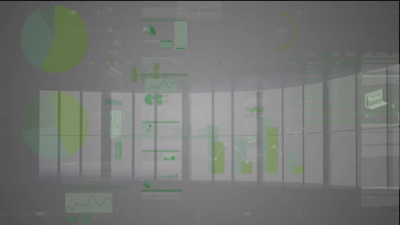 animación del procesamiento de datos financieros sobre un fondo blanco