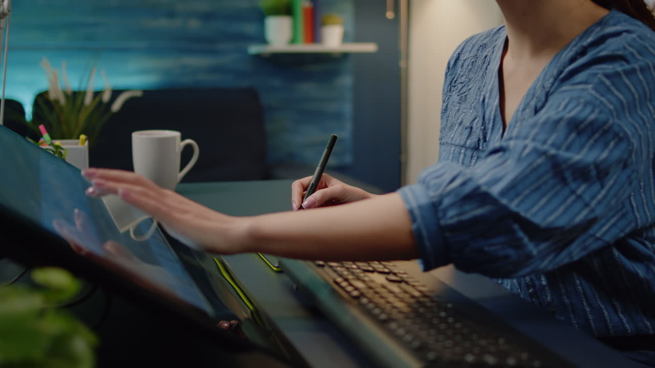 Close up of photo editing equipment at photography studio