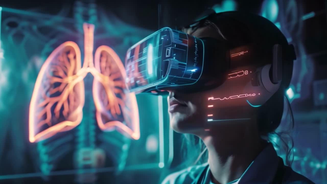 Doctor Using VR Headset for Medical Imaging and Diagnosis