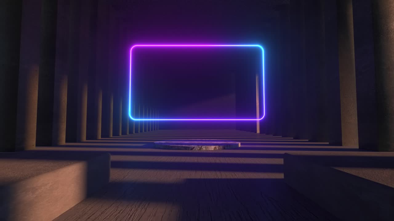 어두운 방 에서 네온 반이는 디스플레이