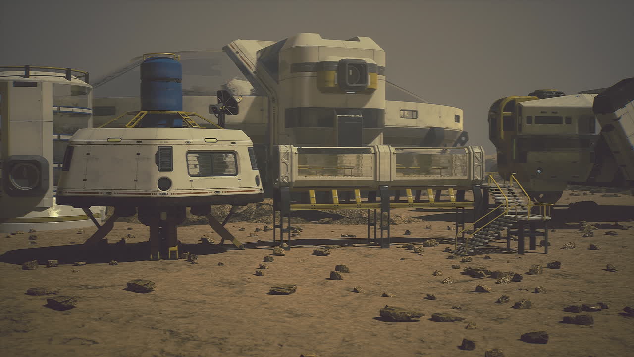 Futuristic Space Colony on a Desolate Planet