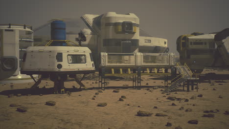 colonia espacial futurista en un planeta desolado