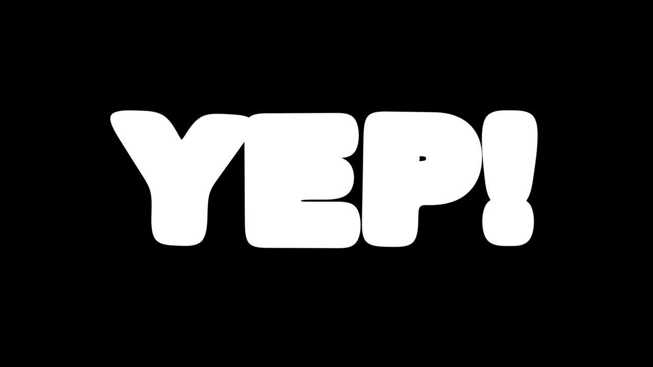 Abstract 3d animation of appearance of word YEP