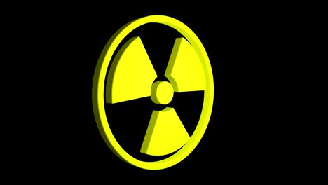 radioactive sign rotates on a black background. 3d rendering