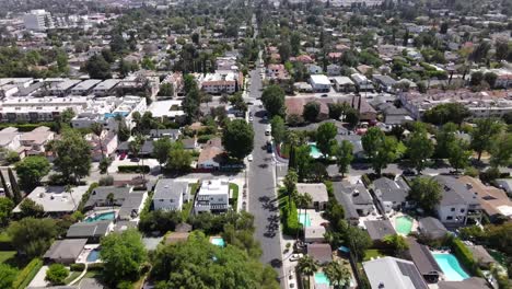 sherman oaks city suburb in los angeles, california 4k aerial view