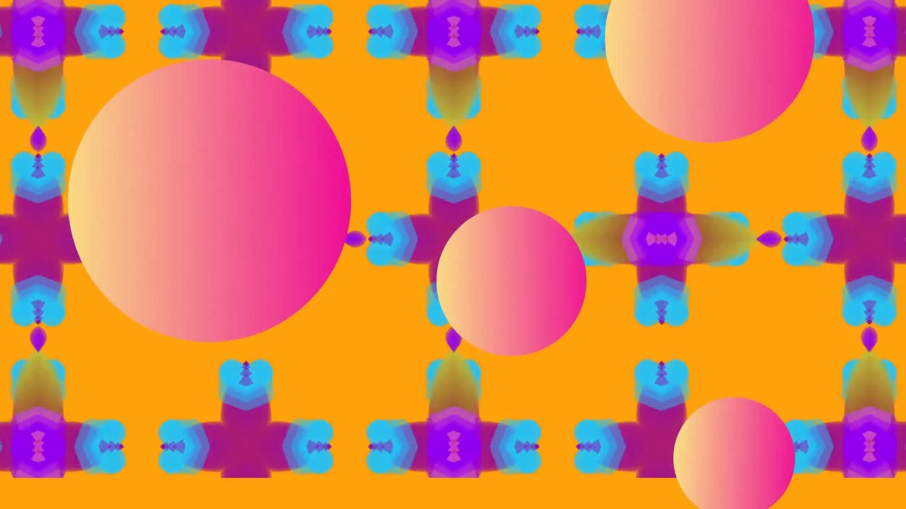 3 esferas contra formas de caleidoscopio que se mueven en movimiento hipnótico