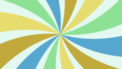 Abstract-animated-background-of-rotating-green-blue-yellow-stripes-spinning-in-seamless-loop