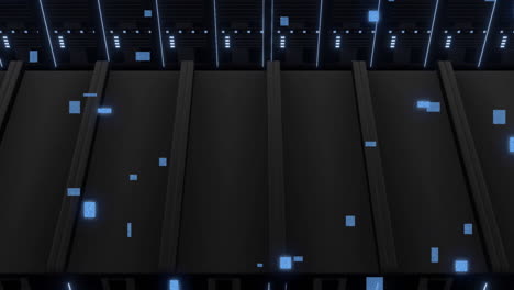 animation of circuit board and digital data processing over computer servers